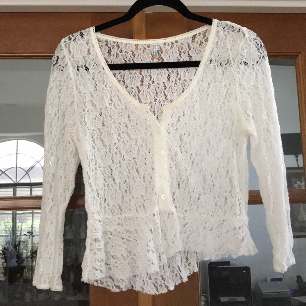 💲7️⃣free people white lace top